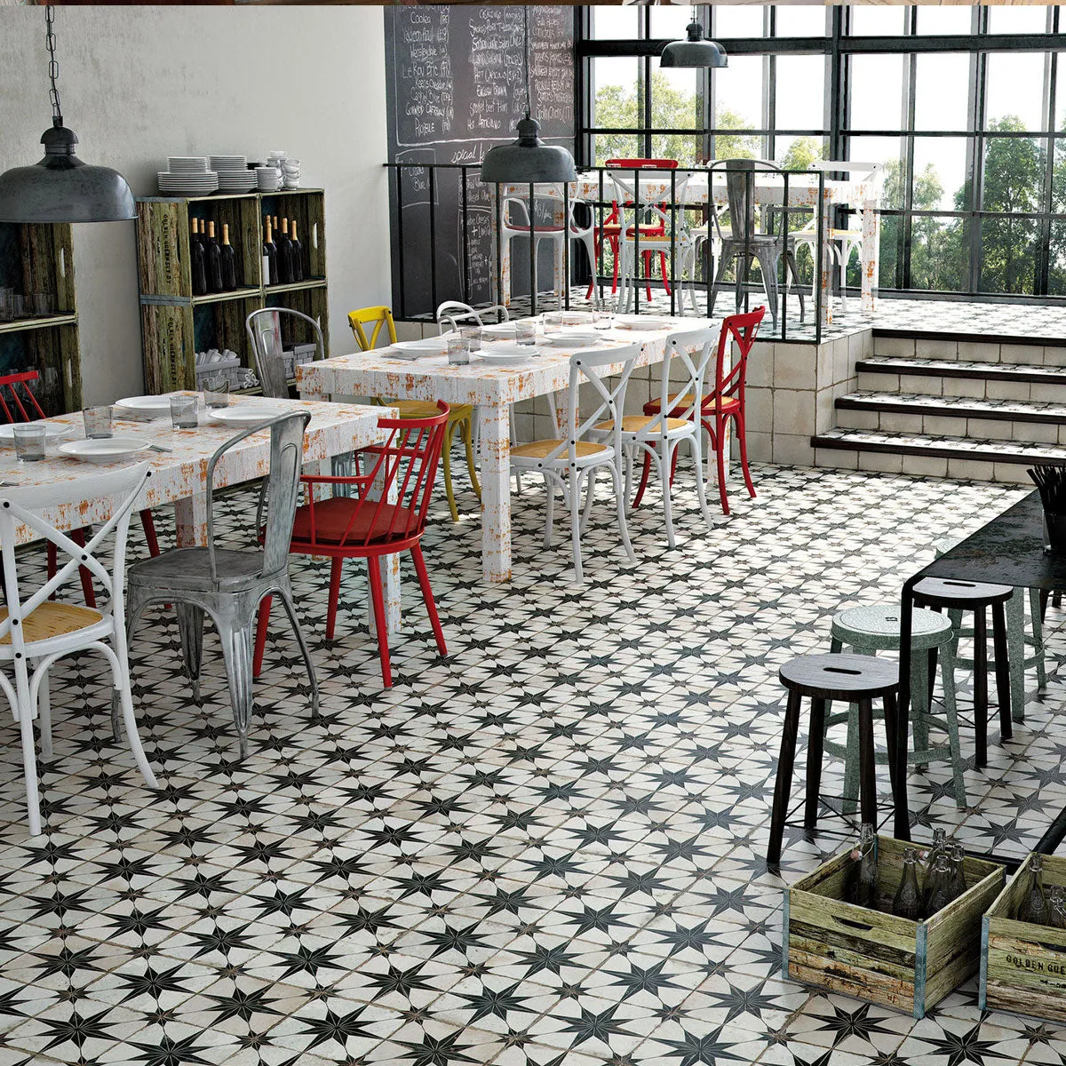 FS Star-N Black Patterned Tile 45x45cm Matt