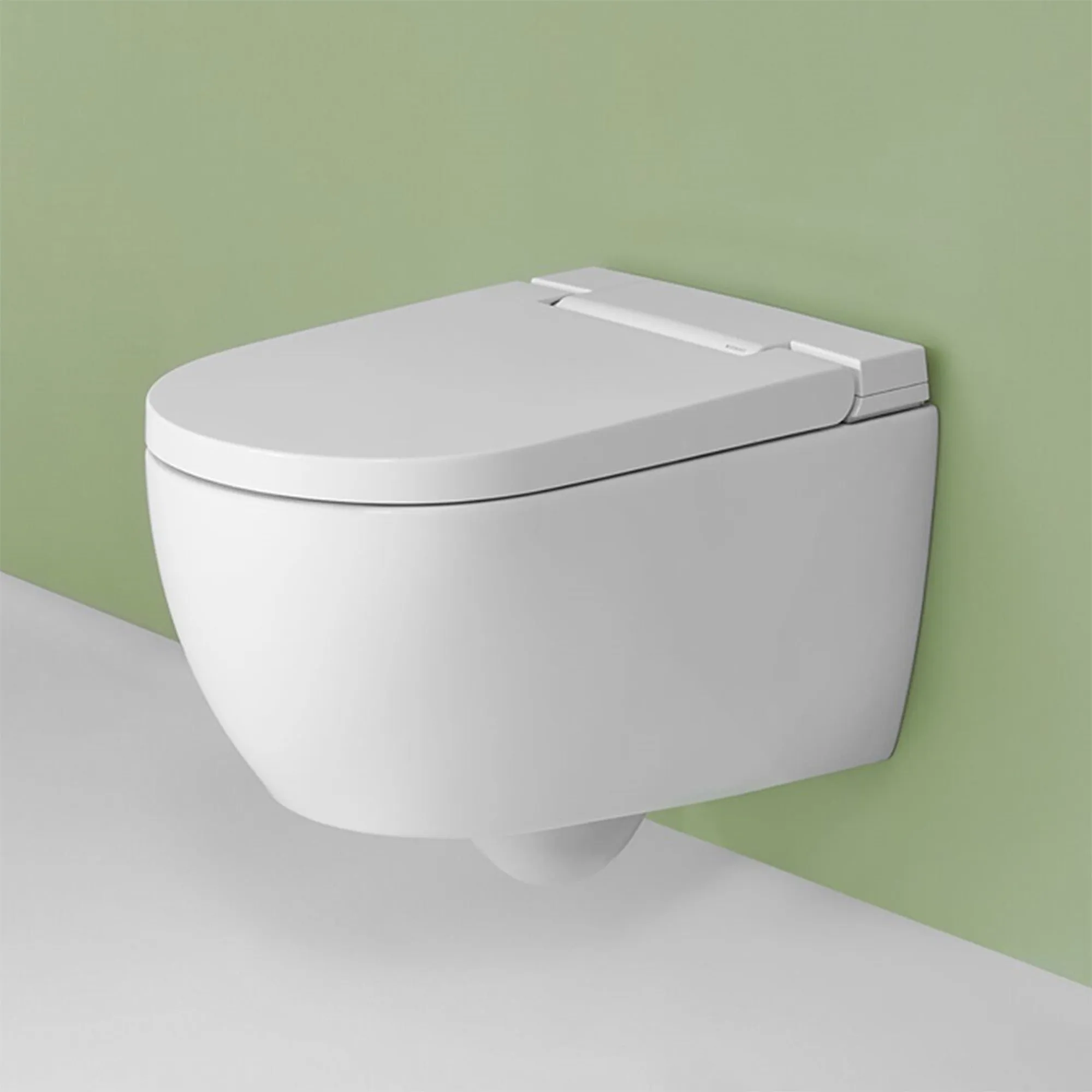 Geberit AquaClean Alba Rimless Wall Mounted Shower WC With Soft Close Toilet Seat