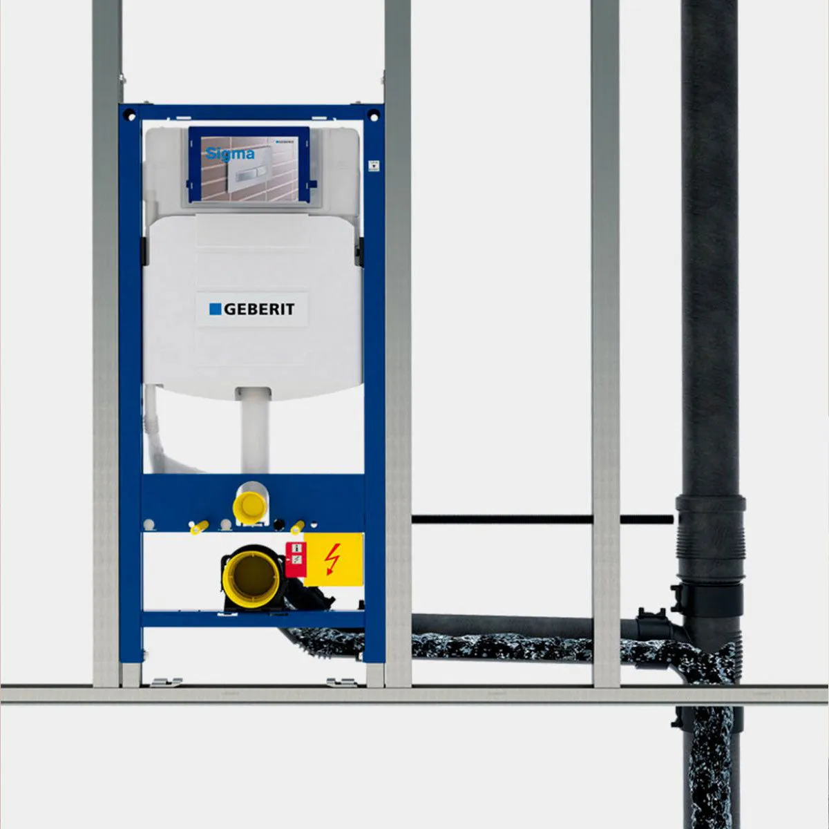 Geberit Duofix Frame For Wall-Hung WC With Concealed Cistern and Chrome Flush Plate
