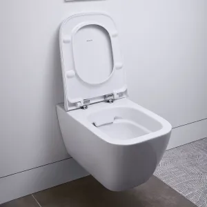 Geberit Smyle Square Rimless Wall Hung WC Pan With Soft Close Toilet Seat