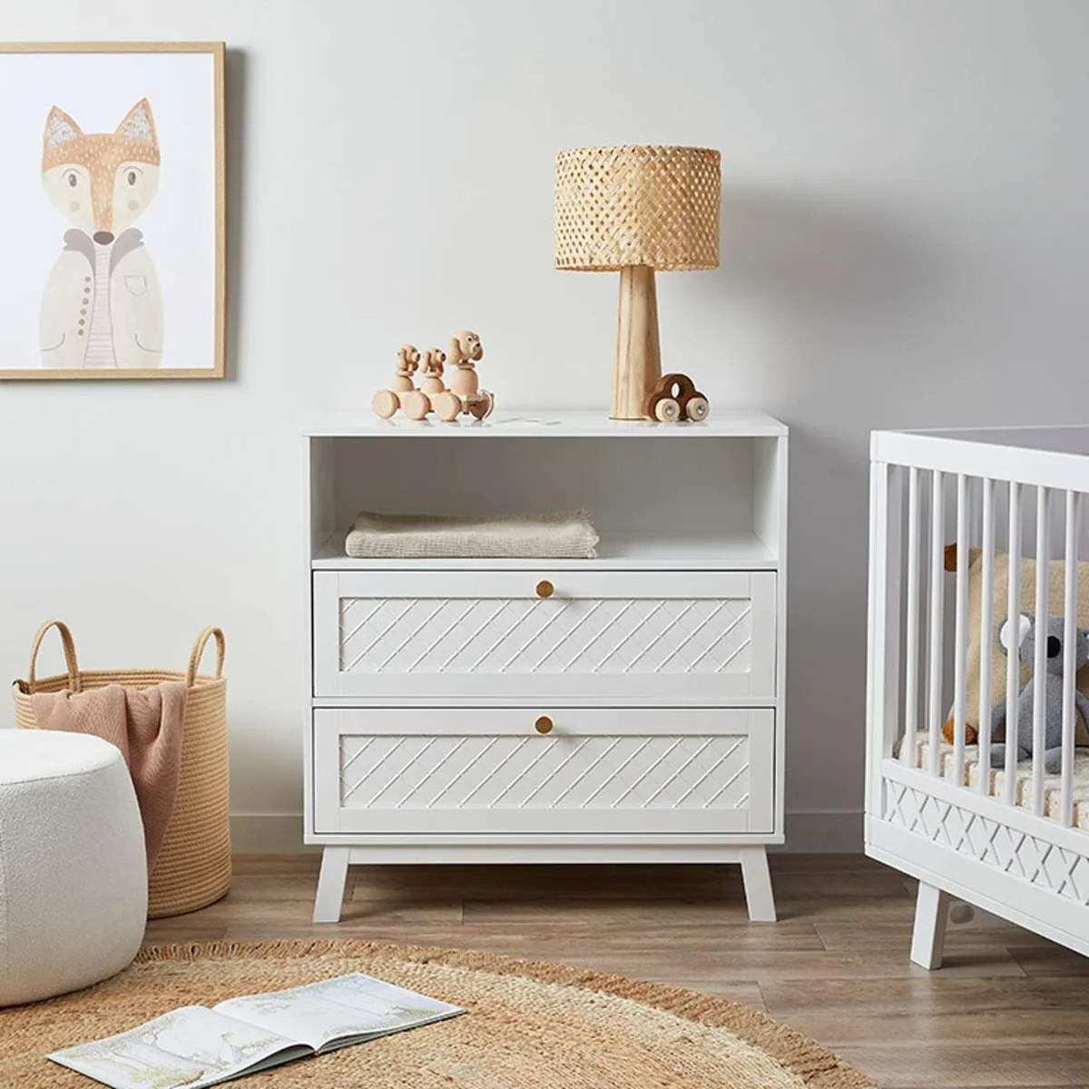 Genevieve Change Table With Removable Top - White Mocka