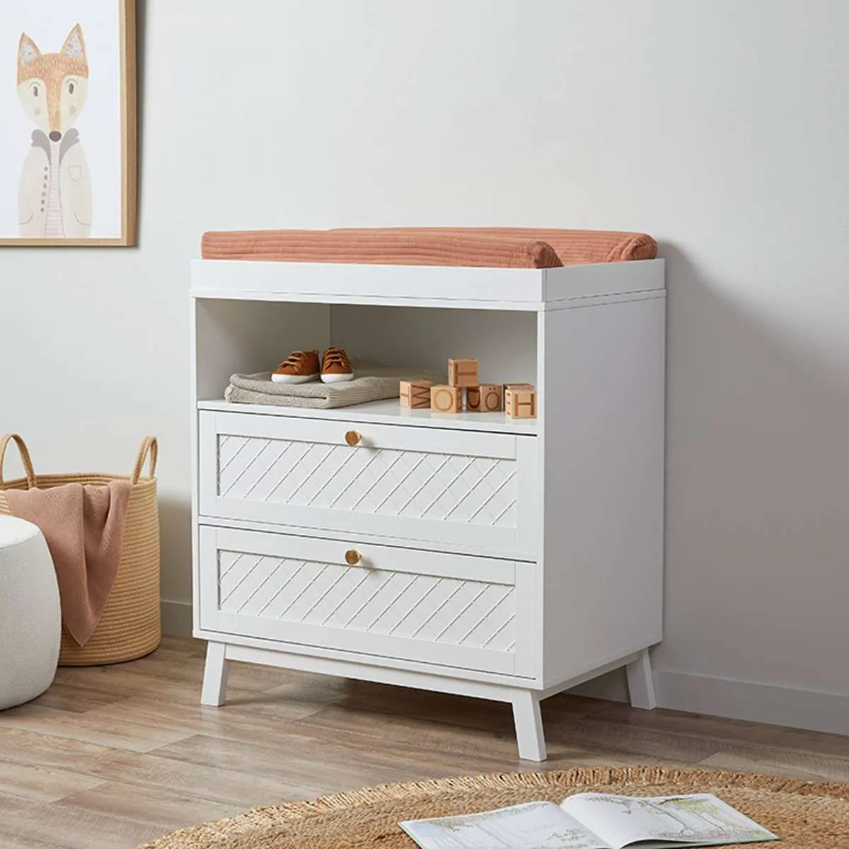 Genevieve Change Table With Removable Top - White Mocka
