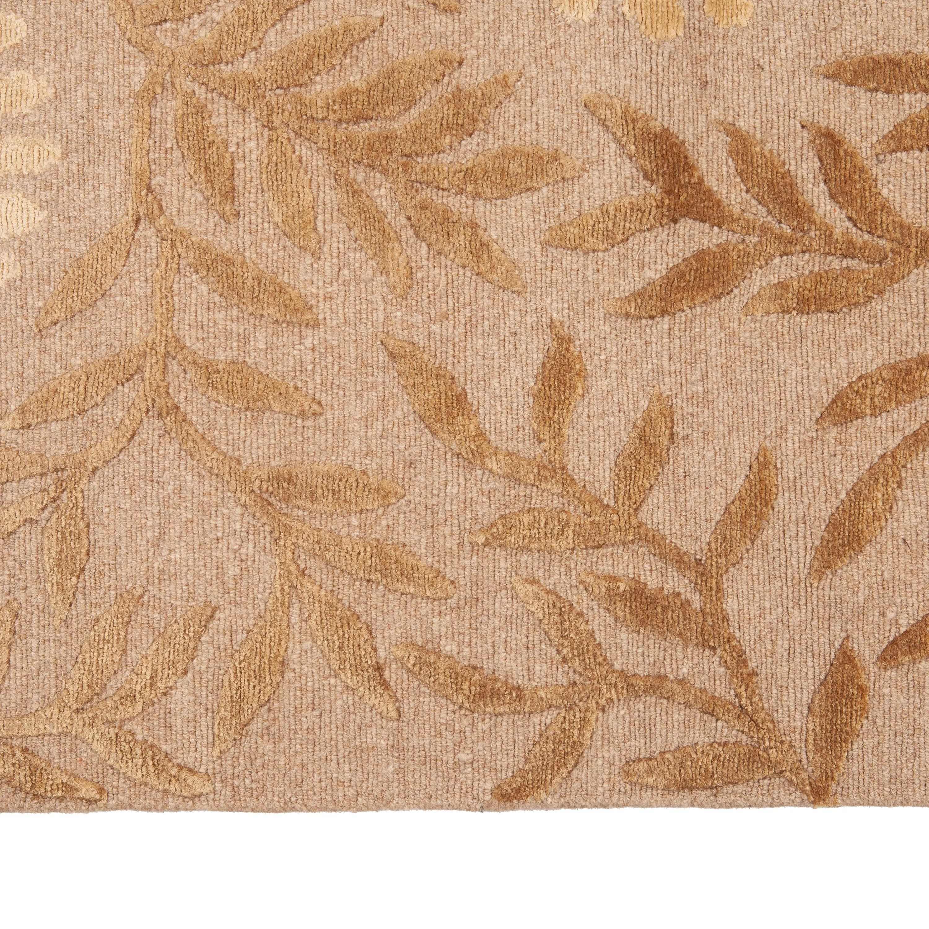 Gold Traditional Tibetan Wool Silk Blend Rug - 9'2" x 12'2"
