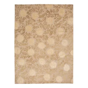 Gold Traditional Tibetan Wool Silk Blend Rug - 9'2" x 12'2"