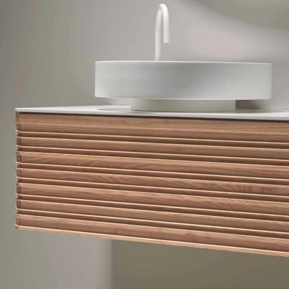 Gothenburg Maple 1000 Wall Hung Vanity Unit With Solid Surface Worktop