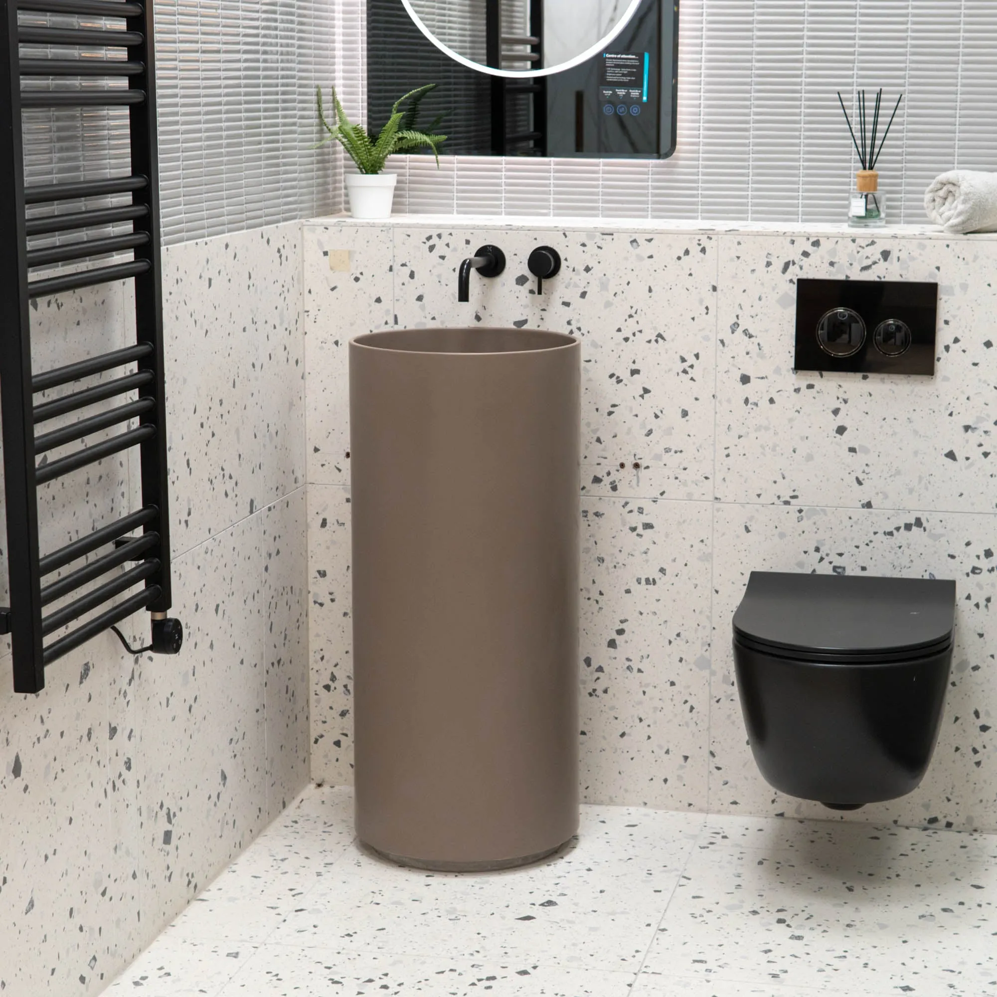 Granlusso Amalfi Cylinder Freestanding Stone Basin - Earth