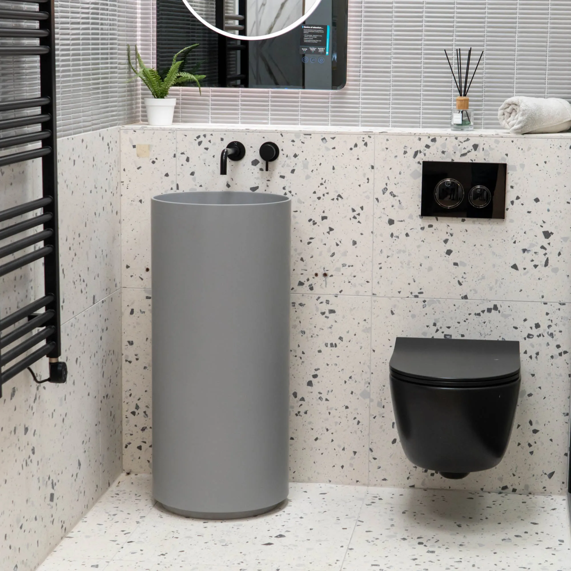 Granlusso Amalfi Cylinder Freestanding Stone Basin - Matt Grey