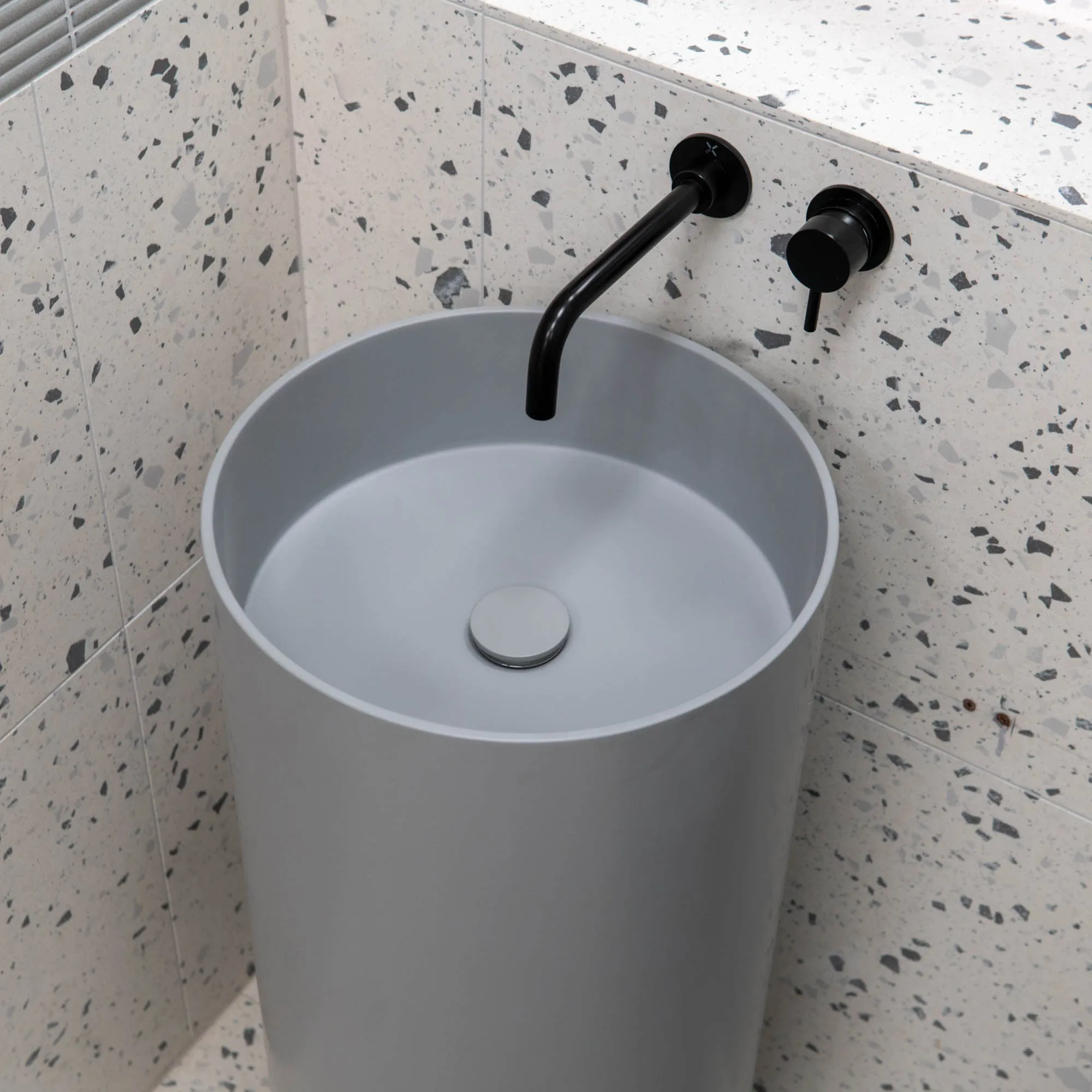 Granlusso Amalfi Cylinder Freestanding Stone Basin - Matt Grey
