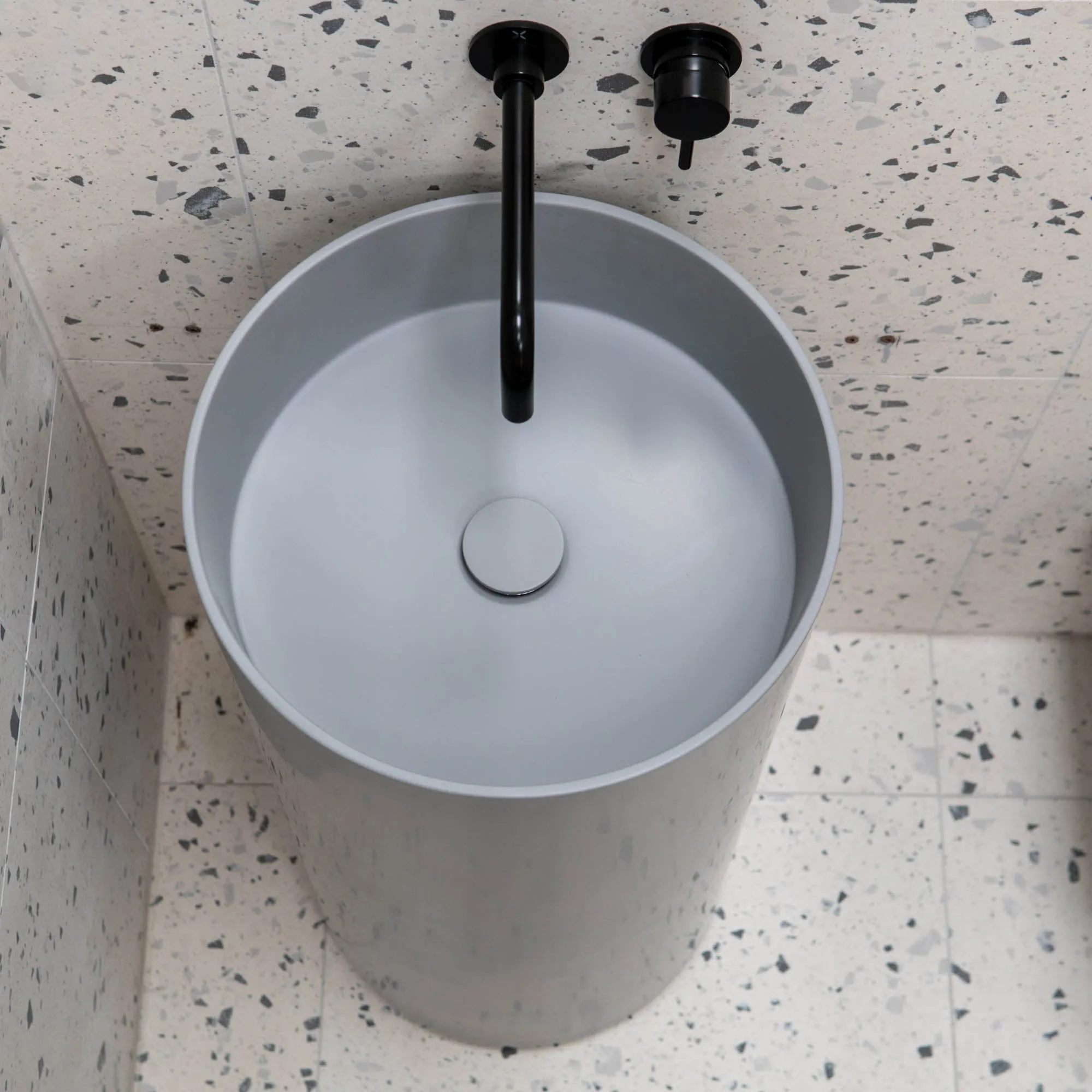 Granlusso Amalfi Cylinder Freestanding Stone Basin - Matt Grey