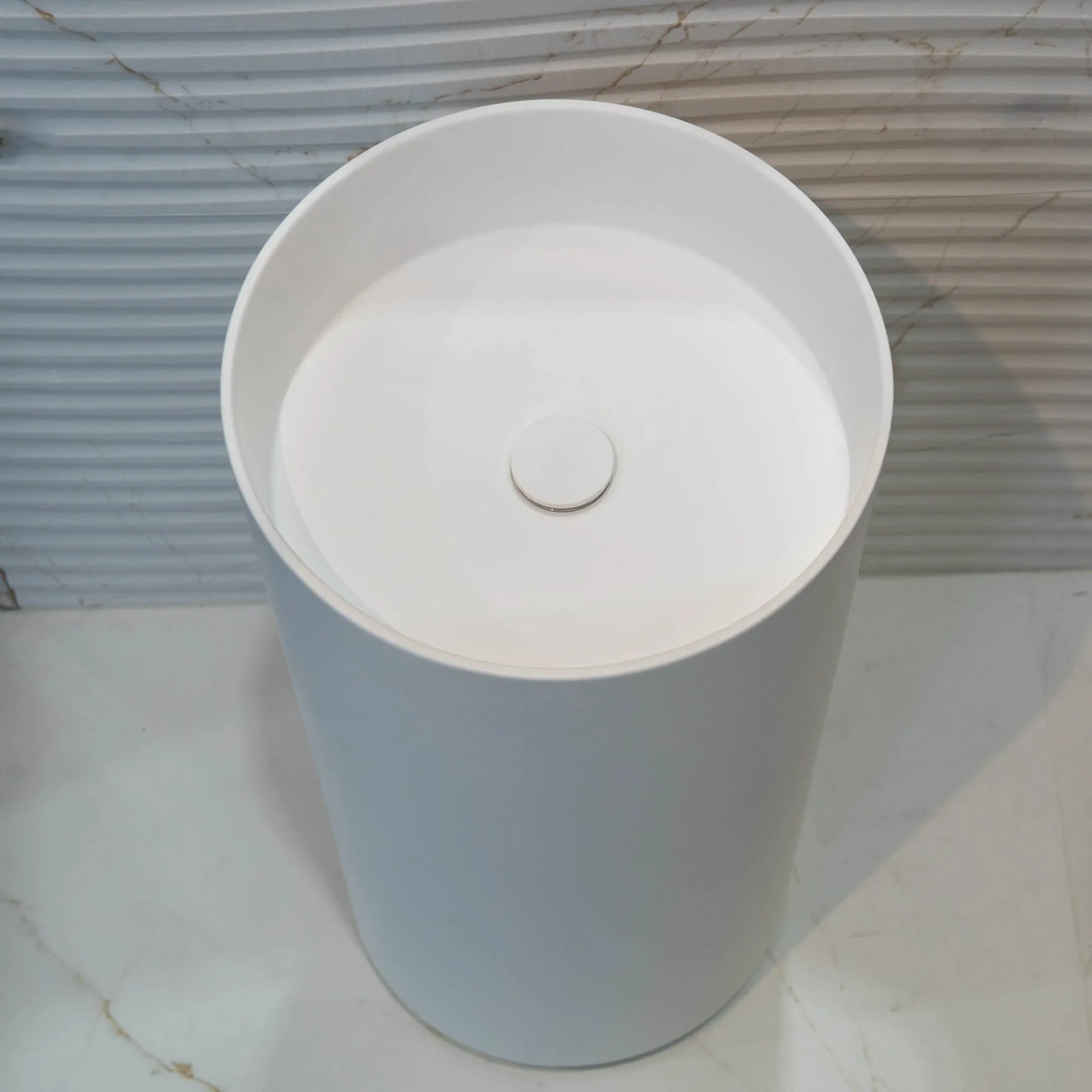 Granlusso Amalfi Cylinder Freestanding Stone Basin - Matt White