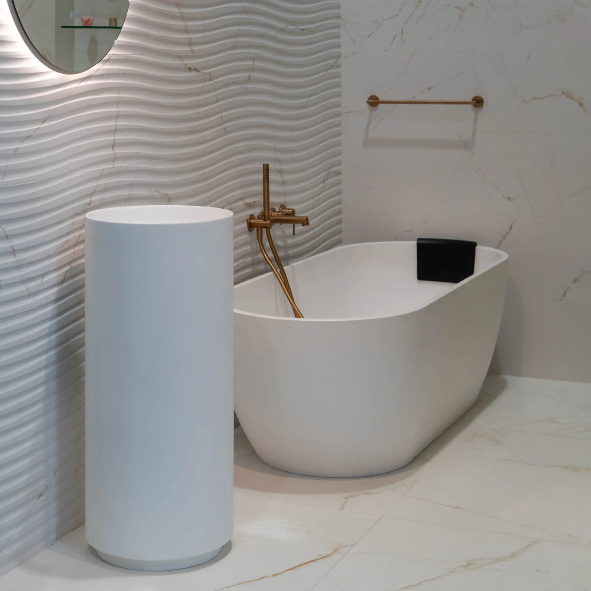 Granlusso Amalfi Cylinder Freestanding Stone Basin - Matt White