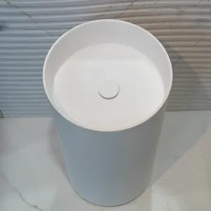 Granlusso Amalfi Cylinder Freestanding Stone Basin - Matt White