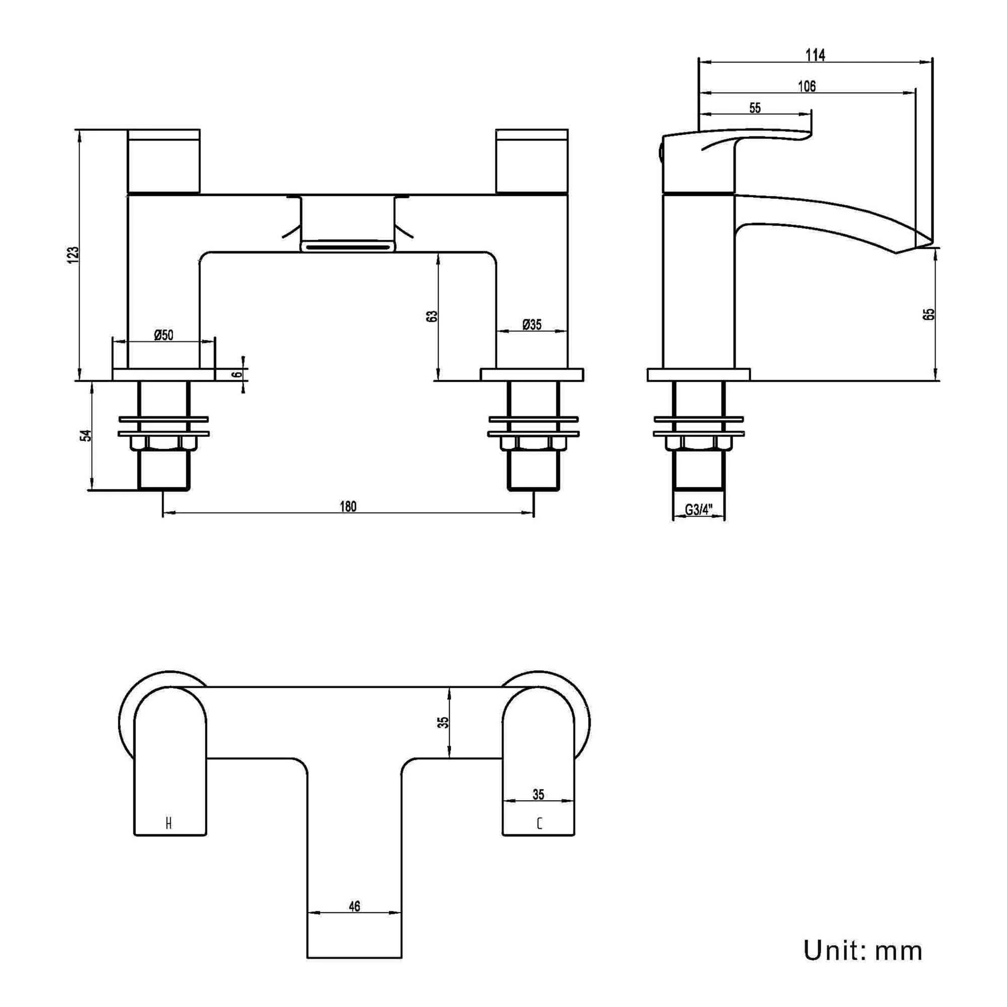 Granlusso Amalfi Deck Mounted Bath Filler