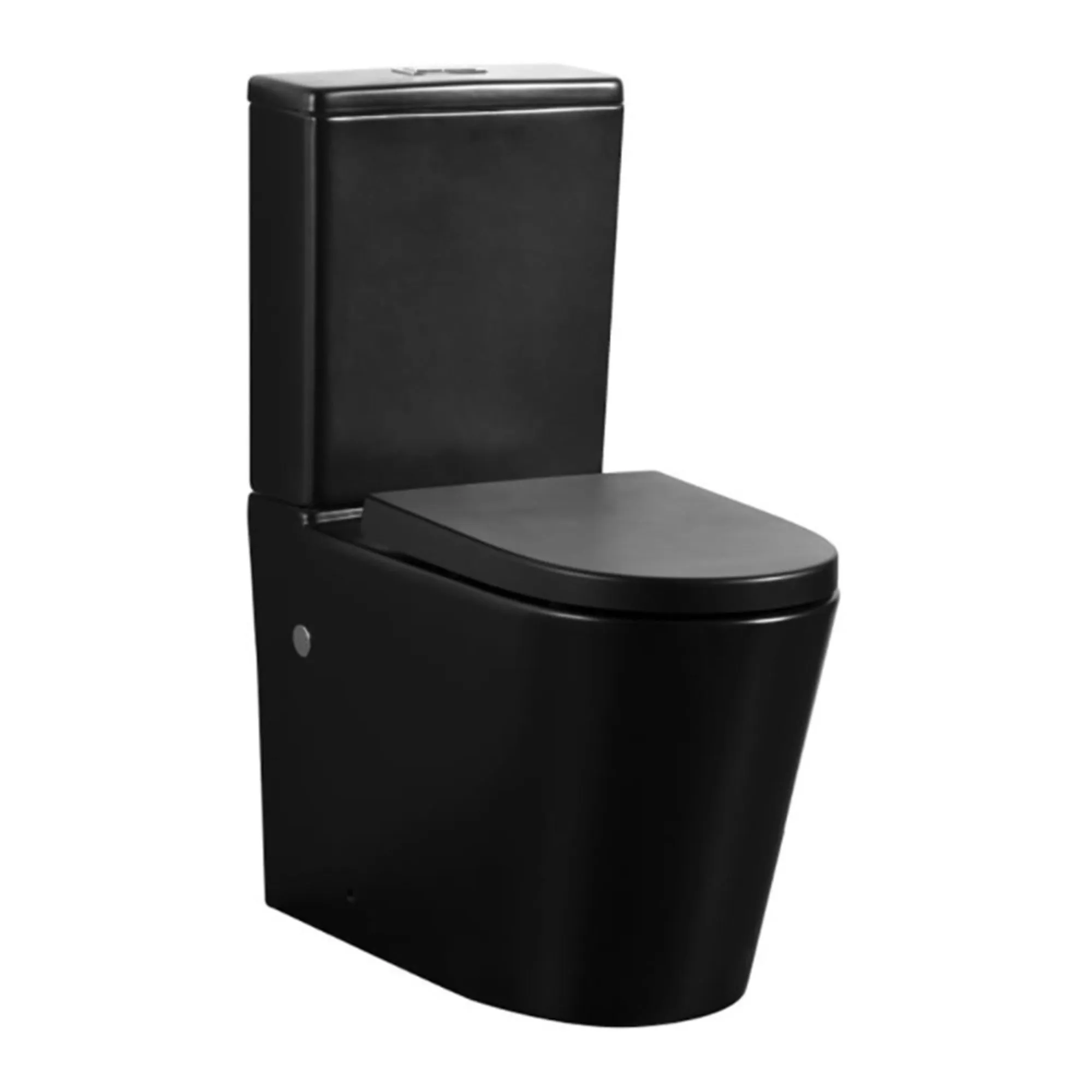 Granlusso Amalfi Matt Black Rimless Close Coupled Toilet and Soft Close Seat