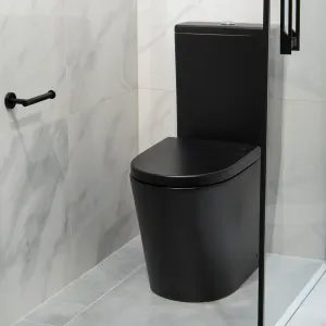 Granlusso Amalfi Matt Black Rimless Close Coupled Toilet and Soft Close Seat