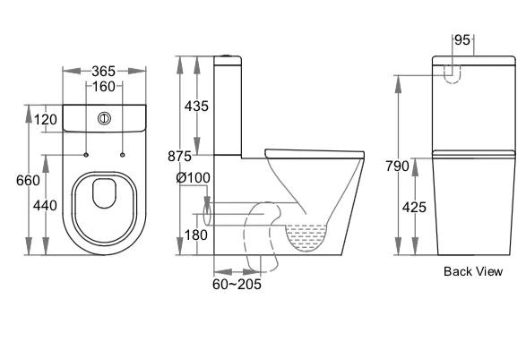 Granlusso Amalfi Matt Black Rimless Close Coupled Toilet and Soft Close Seat