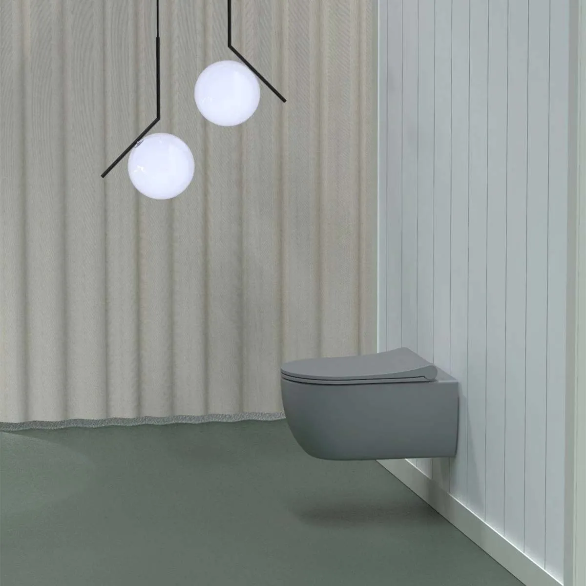 Granlusso Amalfi Matt Grey Rimless Wall-Hung WC Pan With Soft Close Toilet Seat