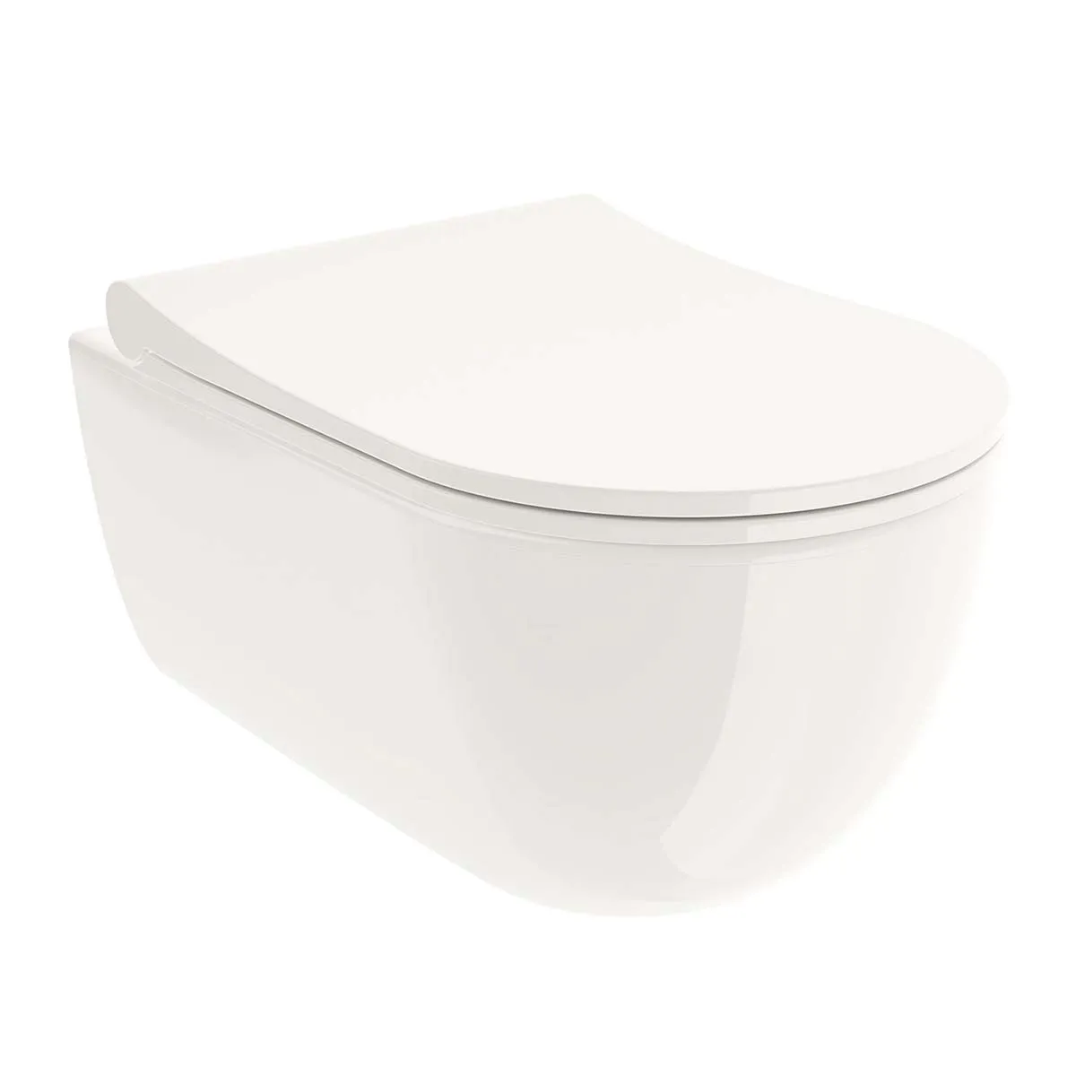 Granlusso Amalfi MATT White Rimless Wall-Hung WC Pan With Soft Close Toilet Seat