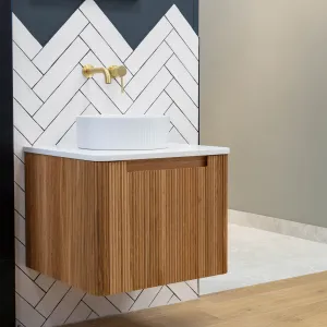 Granlusso Amalfi Oak Fluted Wall Mounted Vanity Unit With Worktop