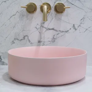 Granlusso Countertop Round Basin with Slim Edges - Matt Pink