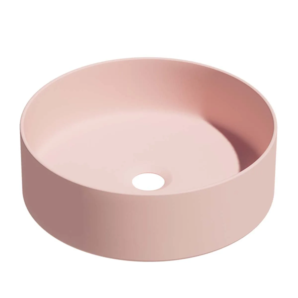 Granlusso Countertop Round Basin with Slim Edges - Matt Pink