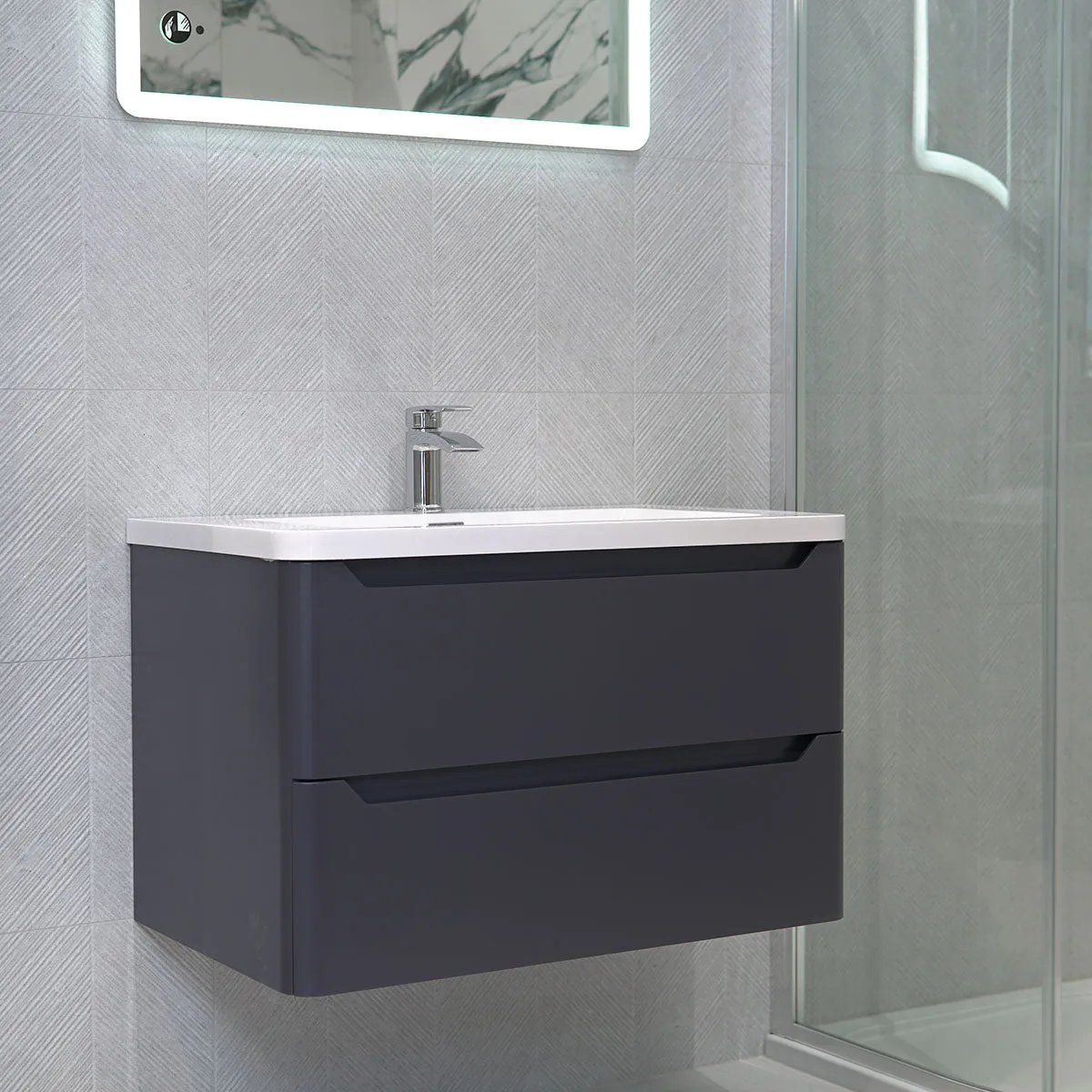 Granlusso Enzo Wall Mounted 2-Drawer Vanity Unit and Basin