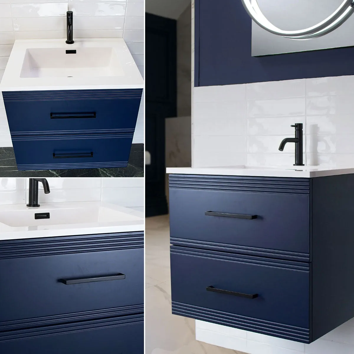 Granlusso Galleria Wall Mounted 2-Drawer Vanity Unit and Basin - Atlantic Blue