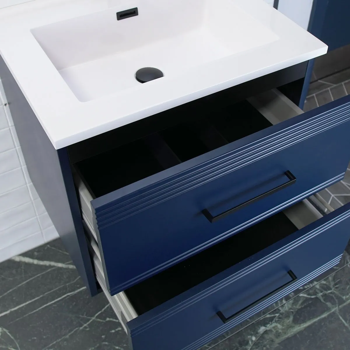 Granlusso Galleria Wall Mounted 2-Drawer Vanity Unit and Basin - Atlantic Blue