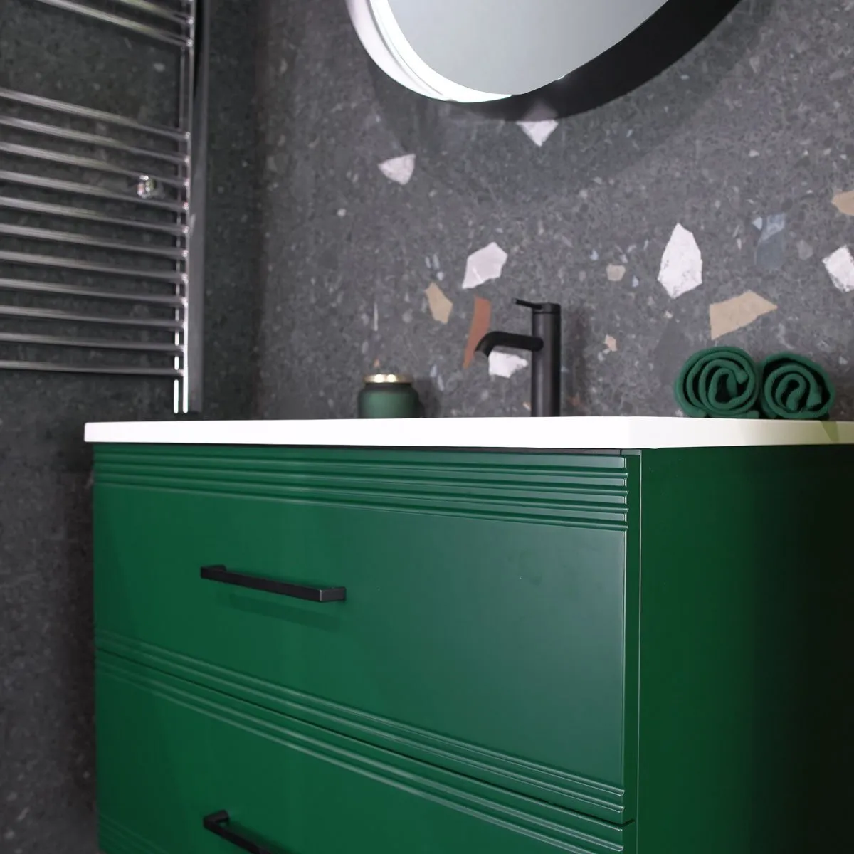 Granlusso Galleria Wall Mounted 2-Drawer Vanity Unit and Basin - Deep Emerald