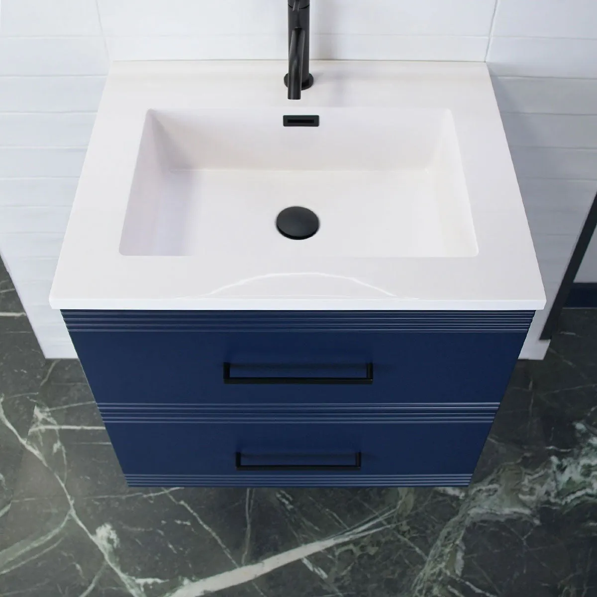 Granlusso Galleria Wall Mounted 2-Drawer Vanity Unit and Basin - Deep Emerald