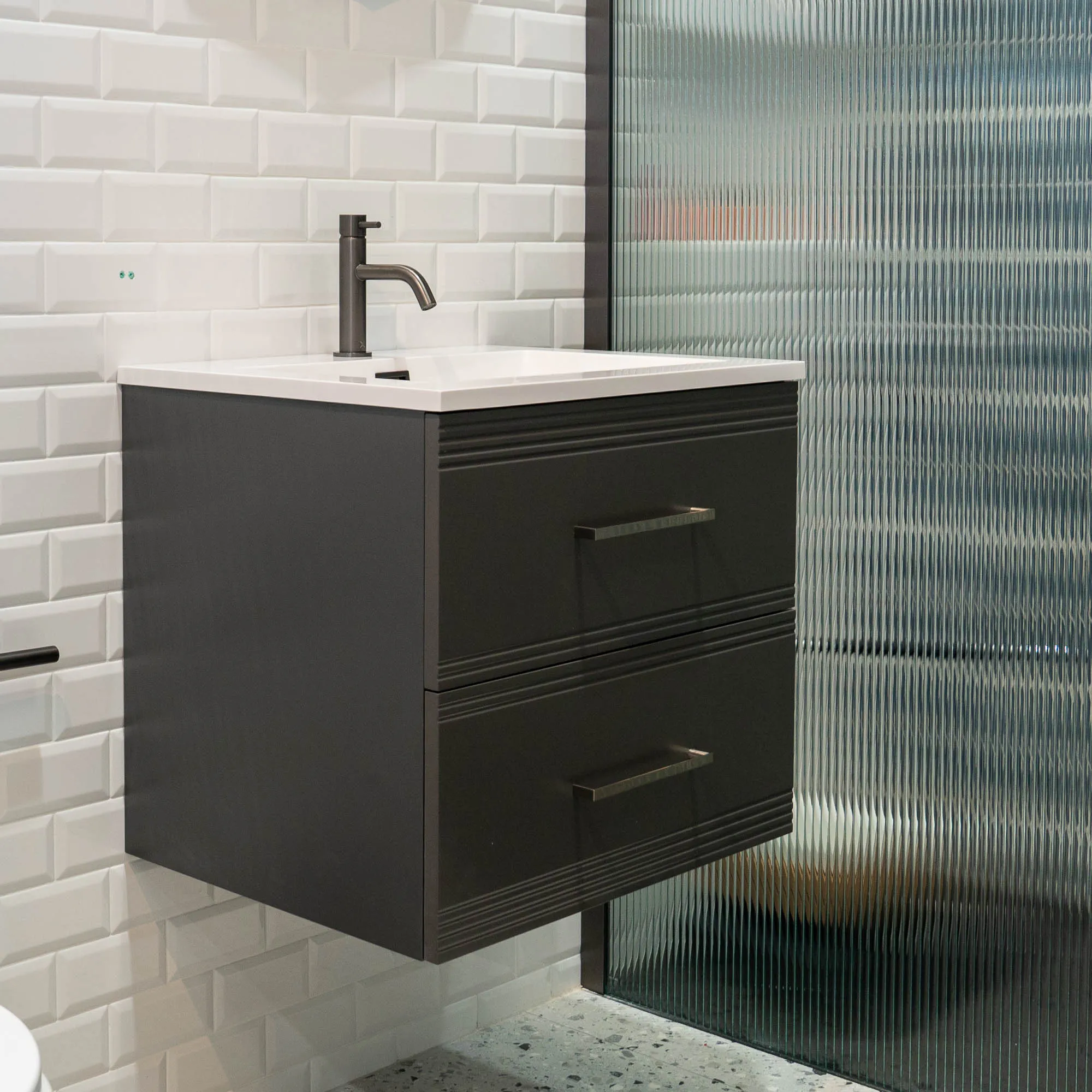 Granlusso Galleria Wall Mounted 2-Drawer Vanity Unit and Basin - Slate Grey