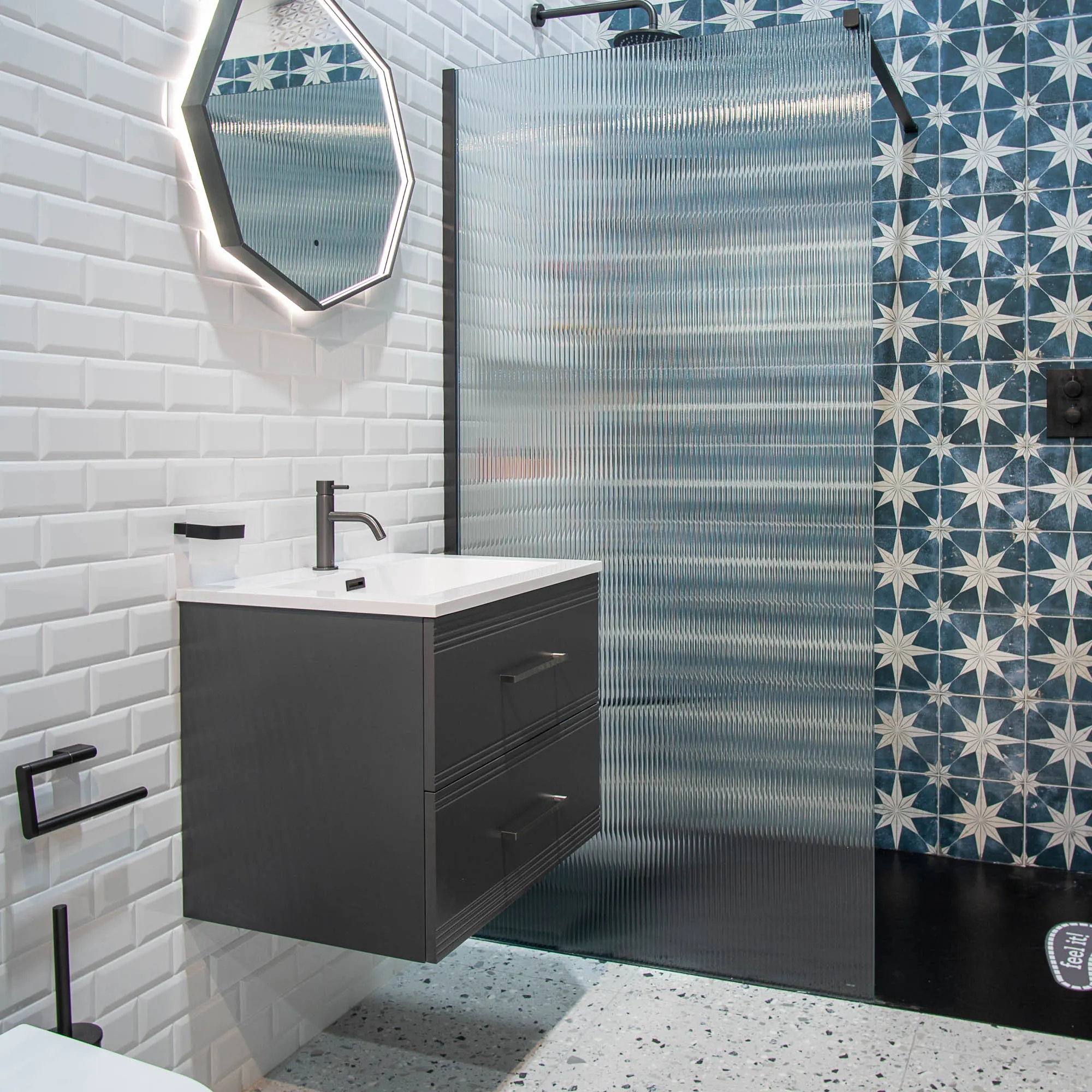 Granlusso Galleria Wall Mounted 2-Drawer Vanity Unit and Basin - Slate Grey