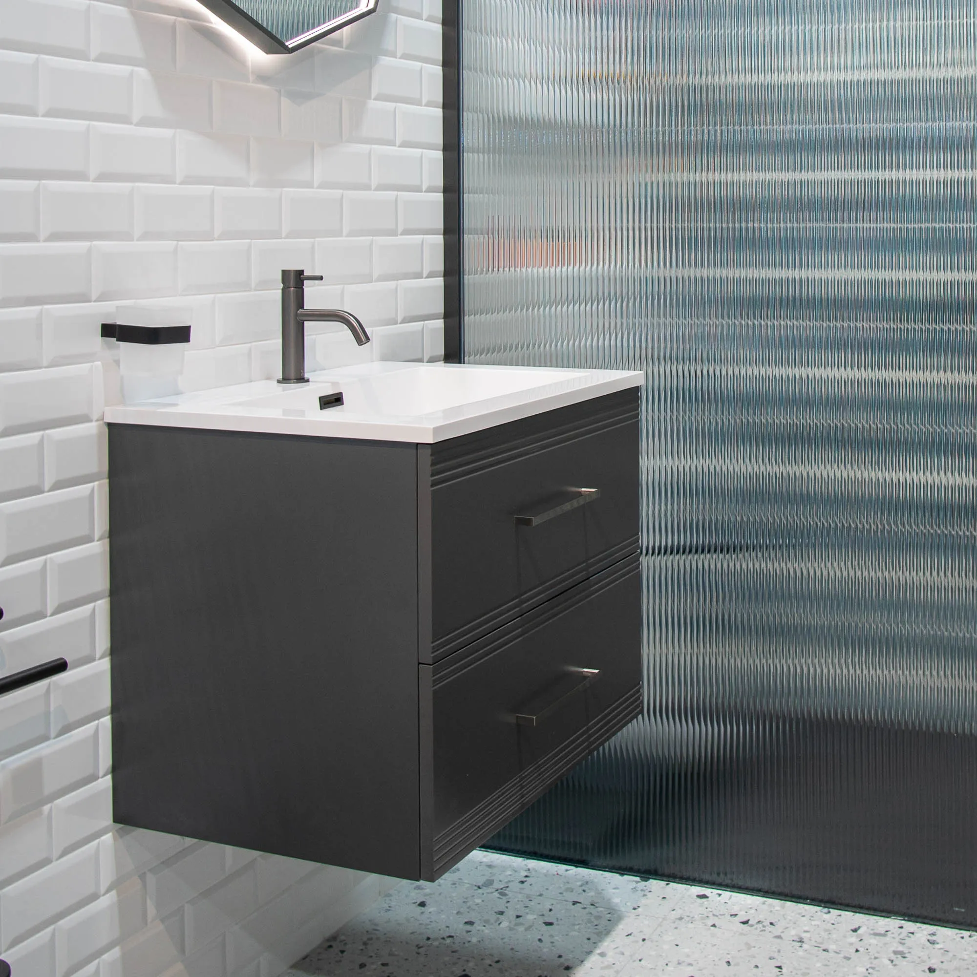 Granlusso Galleria Wall Mounted 2-Drawer Vanity Unit and Basin - Slate Grey