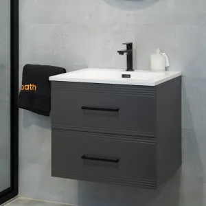 Granlusso Galleria Wall Mounted 2-Drawer Vanity Unit and Basin - Slate Grey