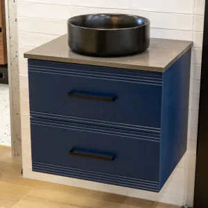 Granlusso Galleria Wall Mounted 2-Drawer Vanity Unit With Earth Worktop - Atlantic Blue