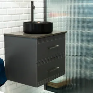 Granlusso Galleria Wall Mounted 2-Drawer Vanity Unit With Earth Worktop - Slate Grey