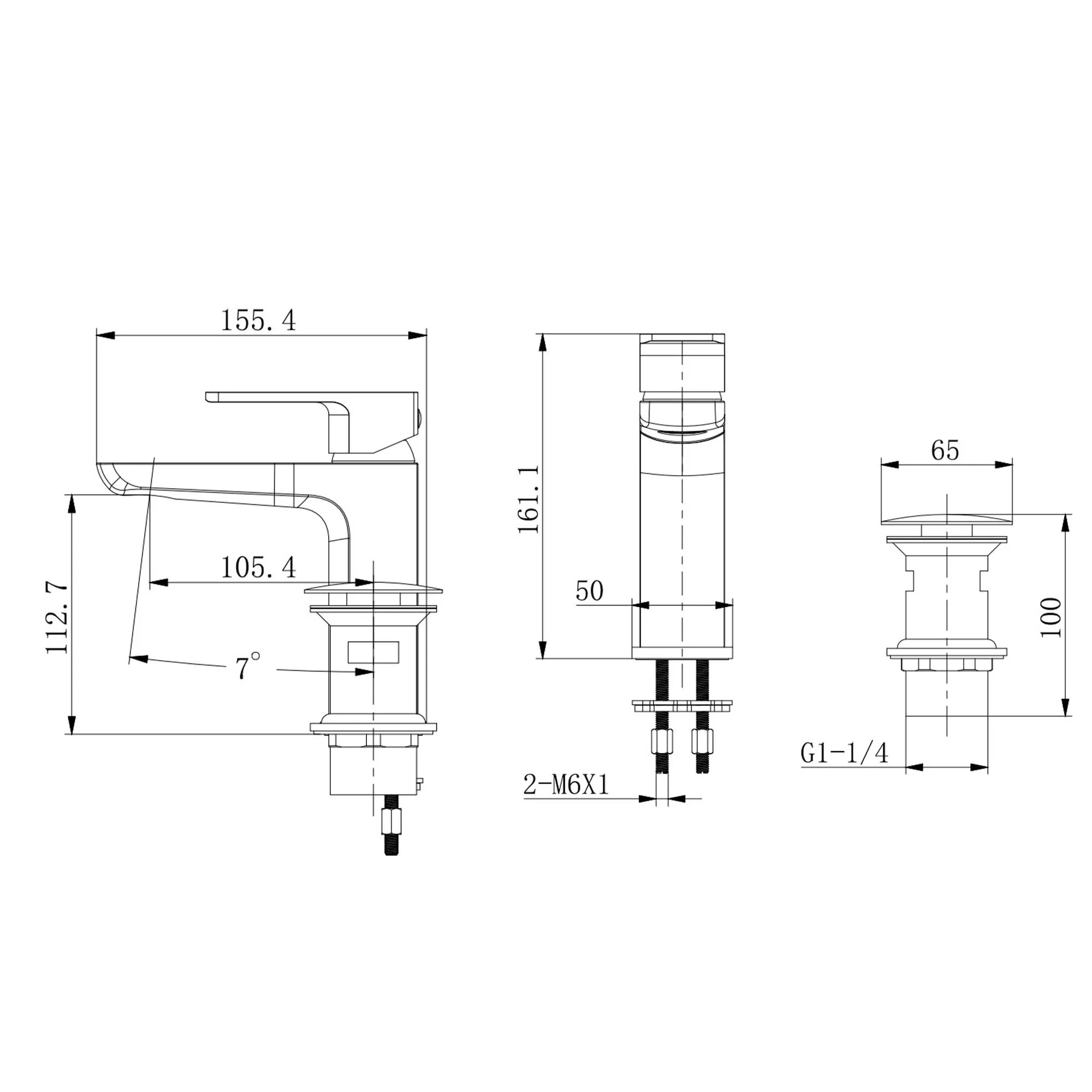Granlusso Greenwich Basin Mixer With Click-Clack Waste - Brushed Brass