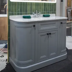 Granlusso Hampton 1200 Floorstanding Curved Vanity Unit With Real Marble Worktop and Basin