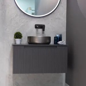 Granlusso Harmony 800 Wall Mounted Vanity Unit With Worktop - Ash Grey
