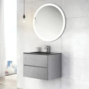 Granlusso Lucca 600 Concrete Wall Mounted Vanity Unit With Black Basin