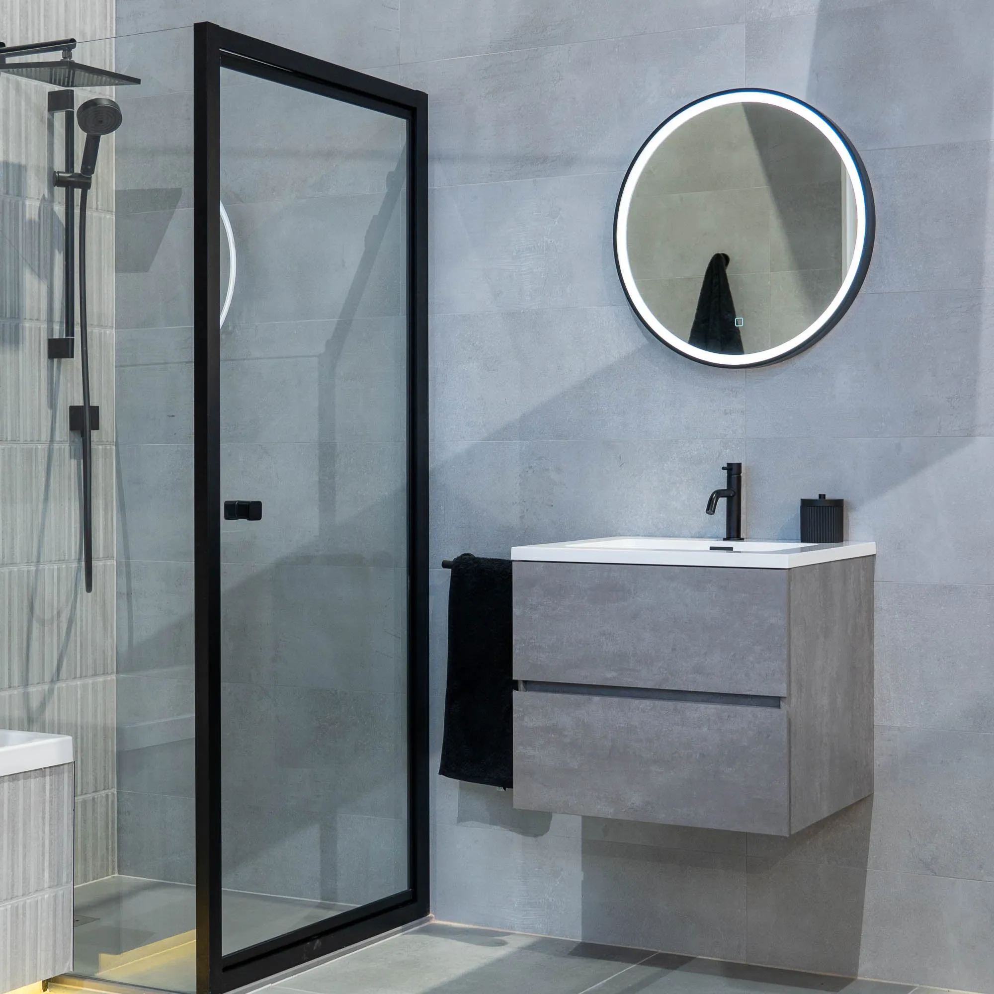 Granlusso Lucca Concrete Wall Mounted Vanity Unit With Gloss White Washbasin