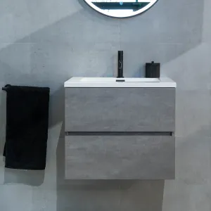 Granlusso Lucca Concrete Wall Mounted Vanity Unit With Gloss White Washbasin