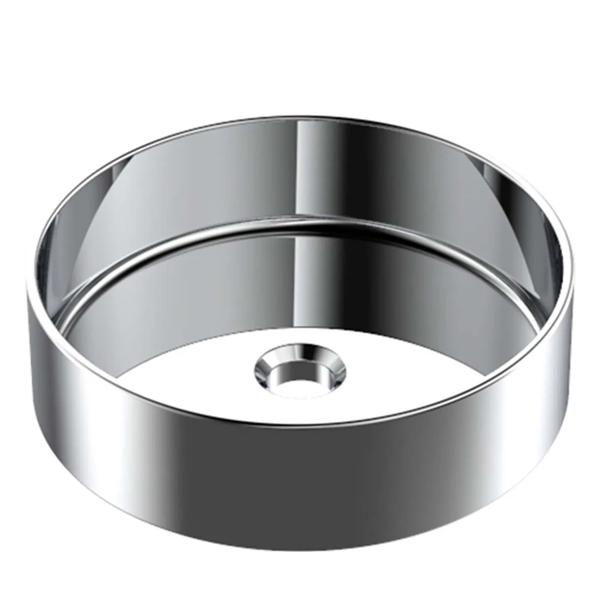 Granlusso Metallic Effect Countertop Round Basin with Slim Edges - Silver Gloss