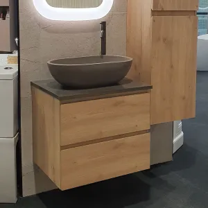 Granlusso Rocco Oak Wall Mounted Vanity Unit With Earth Worktop