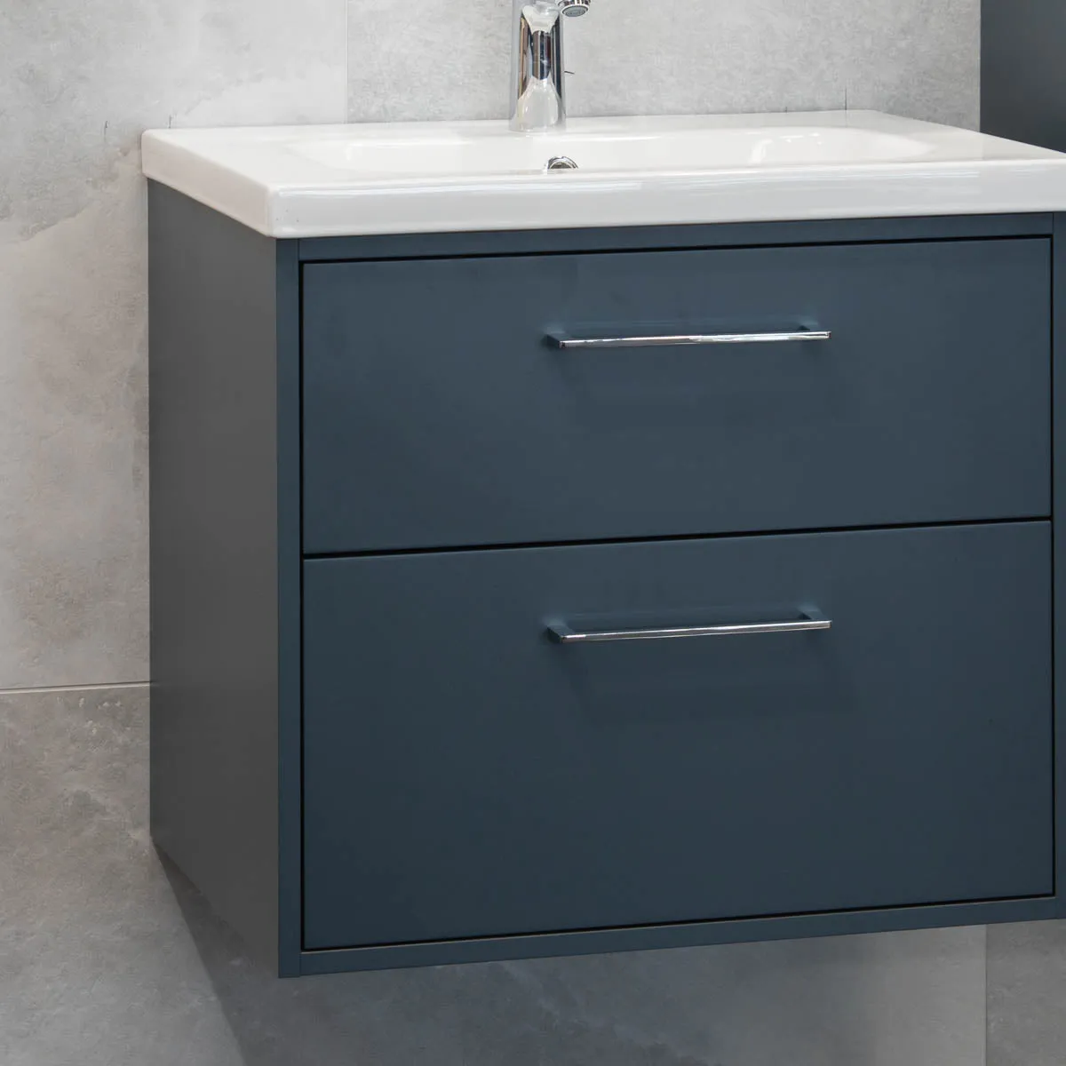 Granlusso Serenity Wall Hung Vanity Unit With Offset Basin and Open Shelves