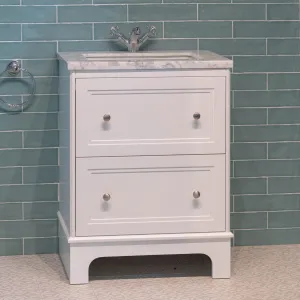 Granlusso Shelbourne 650 Floorstanding Real Marble Top Vanity Unit with Basin - Matt White