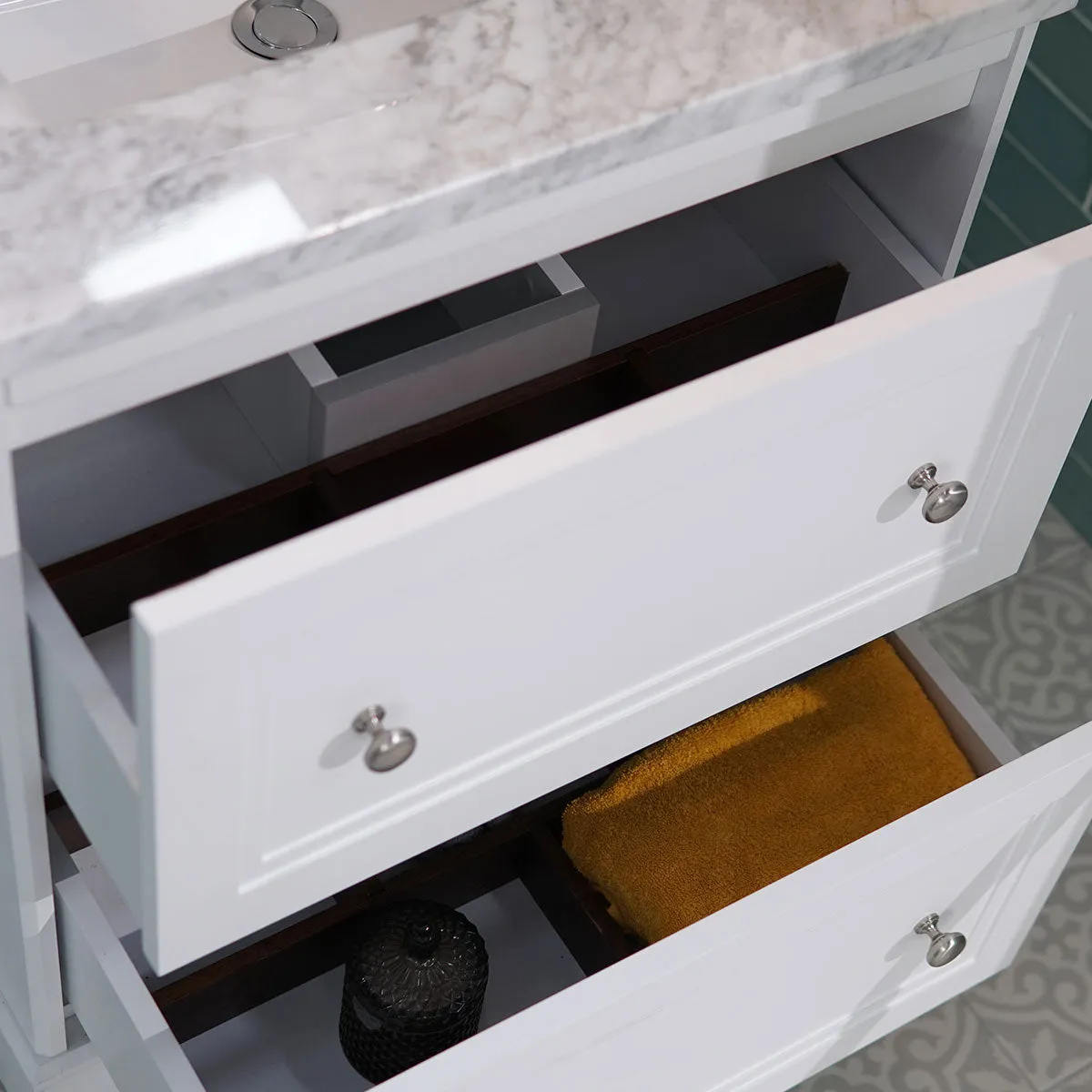 Granlusso Shelbourne 650 Floorstanding Real Marble Top Vanity Unit with Basin - Matt White