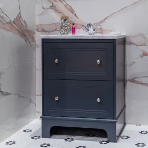Granlusso Shelbourne 650 Floorstanding Real Marble Top Vanity Unit with Basin - Midnight Grey
