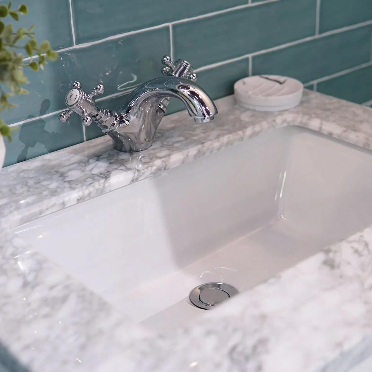 Granlusso Shelbourne 650 Floorstanding Real Marble Top Vanity Unit with Basin - Midnight Grey