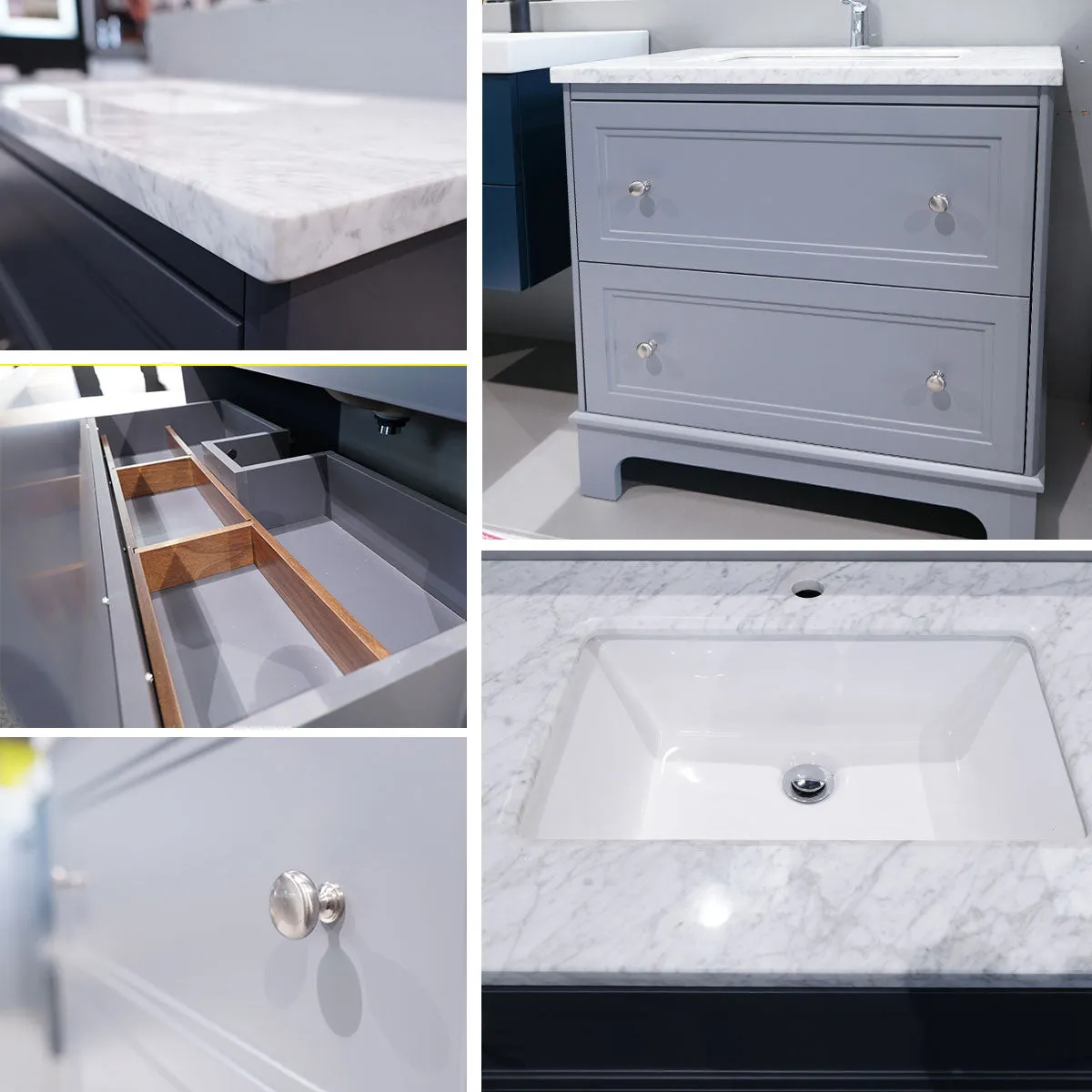 Granlusso Shelbourne Floorstanding Vanity Unit with Real Marble Worktop and Basin